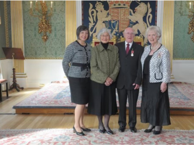 Bob and family on the day he received his BEM