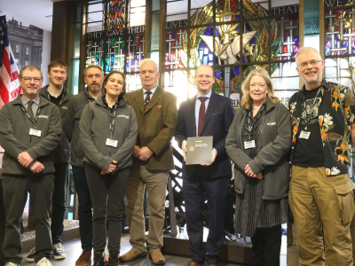 NIWM staff and Trustee, Don Bigger, with Gordon Lyons MLA, Minister for Communities on his visit to the NIWM